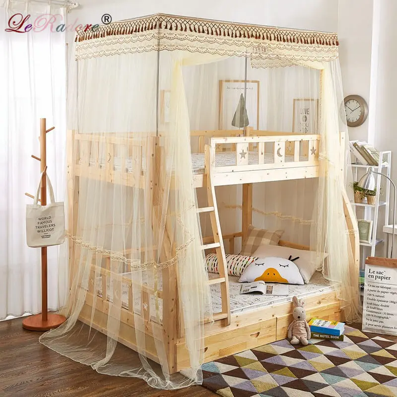 LeRadore Luxury Mosquito Nets for Children Double Bunk Lace Bunk Insect