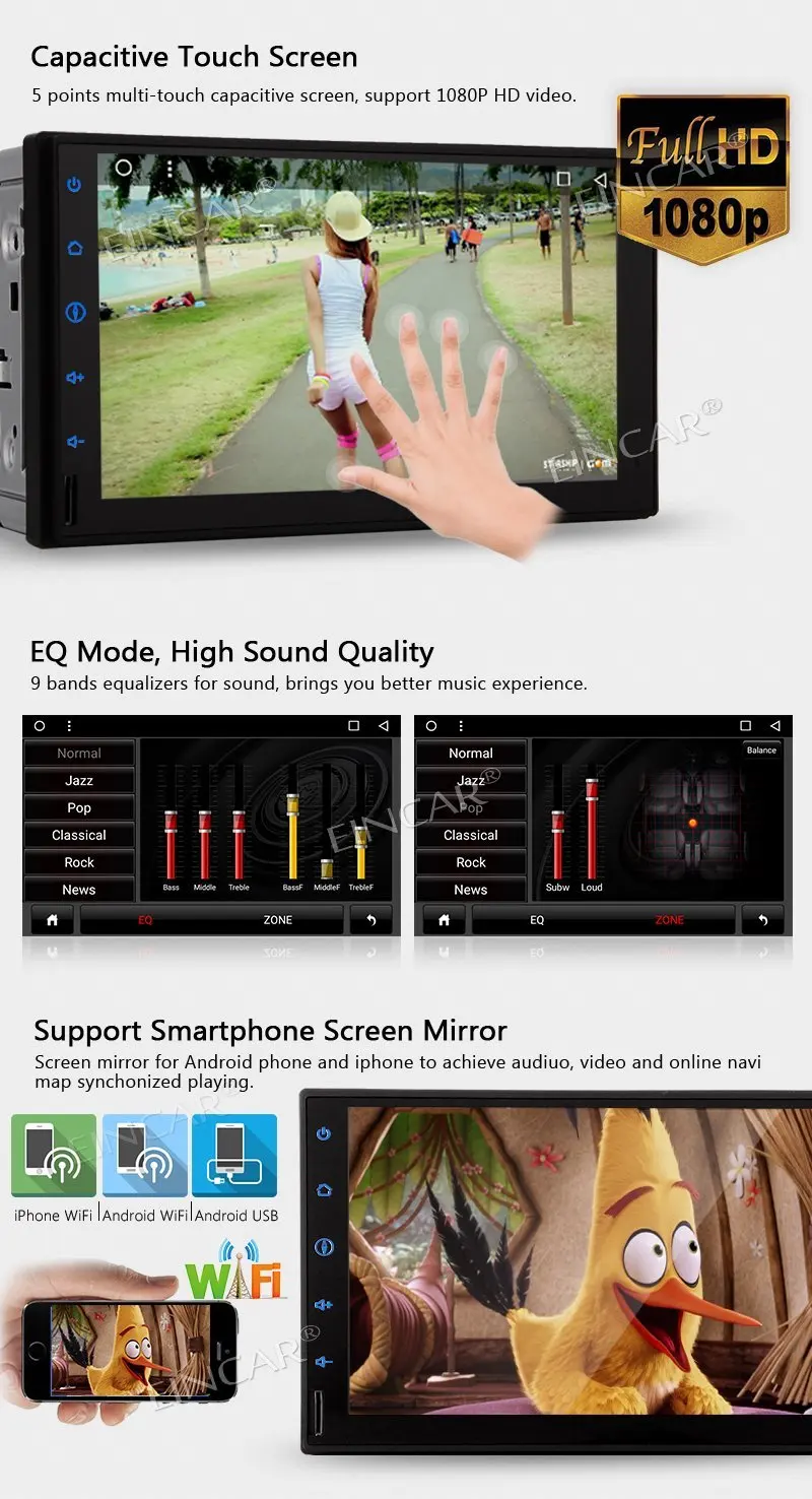 Top Universal Double Din Car Stereo 7" 1024600 Touch Screen Head Unit Android 7.1 OCTA CORE 2GB+32GB Car Audio Non-DVD Player Suppor 3