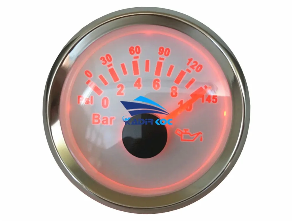 1 шт. красная подсветка 0-10 бар измеритель давления масла 0-145Psi 316L Безель указатель масляные измерители давления 9-32 В для автомобиля грузовика лодки яхты