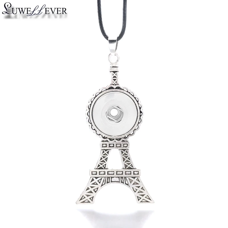

Fashion Interchangeable Eiffel Tower Ginger Necklace 095 Fit 18mm Snap Button Pendant Necklace Charm Jewelry For Women Gift