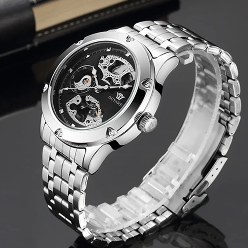Relogio Automatico Masculino Лидирующий бренд OUYAWEI Новые Роскошные автоматические часы
