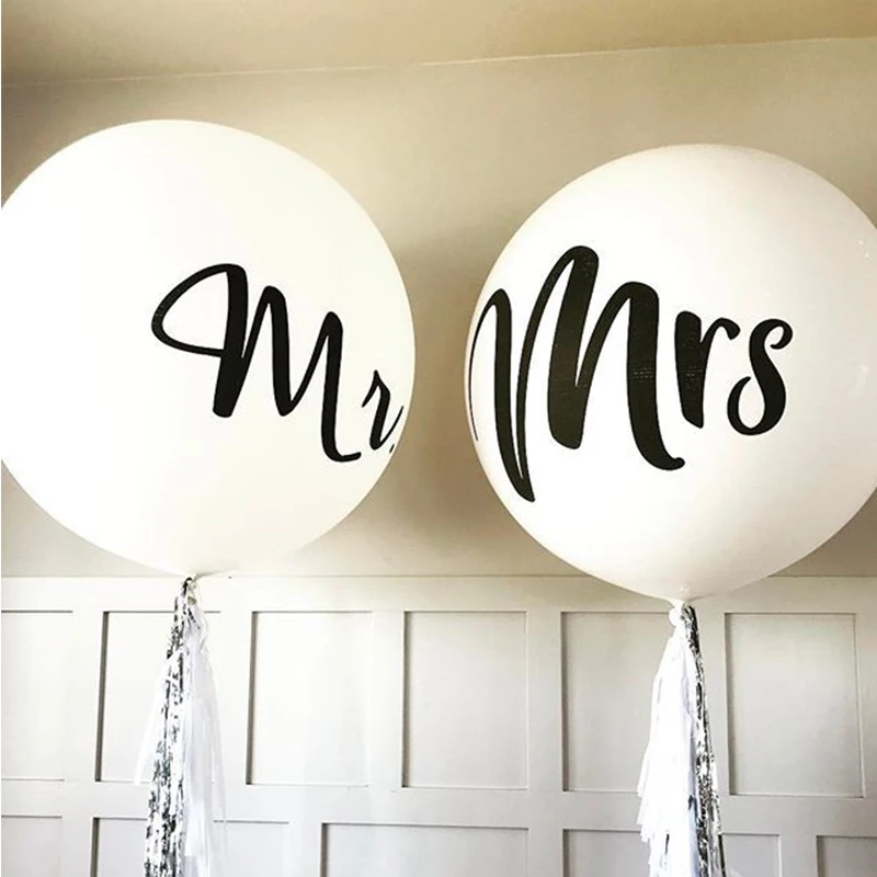 

1pc 36inch Round White Print Mr&Mrs Latex Balloons Wedding Valentine's Day Bachelor Bride Engaged Party Decoration Globos