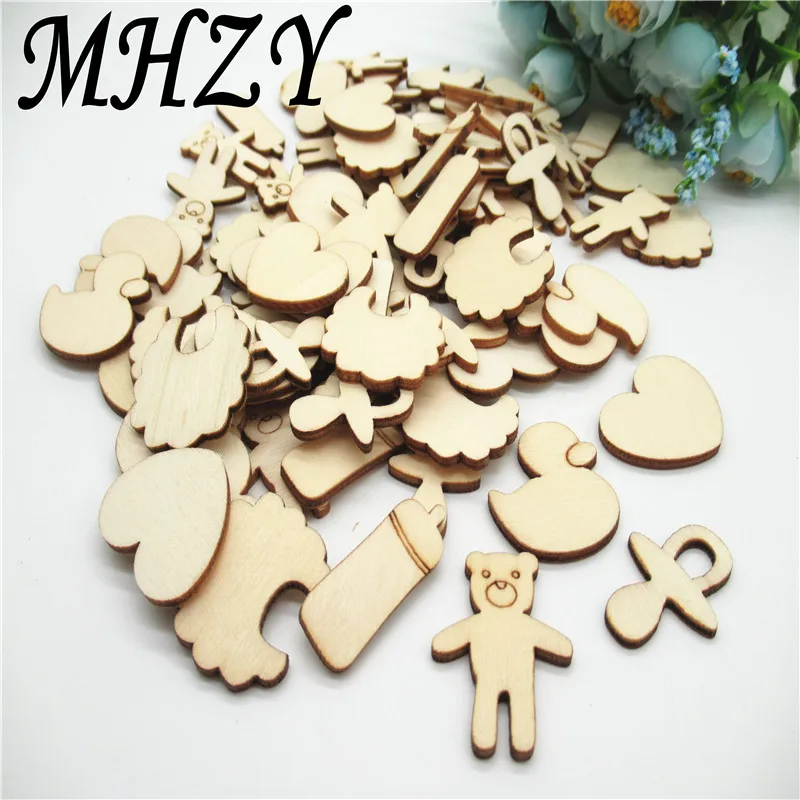 

20/50pcs 20~30mm Natural mix type Plant/Animals/Cartoon pattern wood Scrapbooking Handmade Carft for Home decoration diy Q06