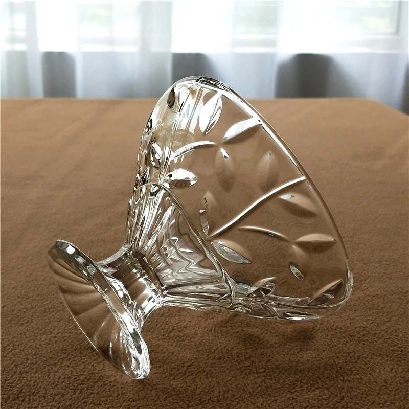 

500ML Leaf Embossed Glass Ice Cream Bowl Decorative Glass Pudding Bowl Dessert Serving Cup Milk Shake Tableware Syrup Sauce