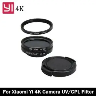 Xiaoyi 37 мм CPL+ УФ-фильтр для объектива Xiaomi YI 4K Yi 2 Yi Lite Защитная крышка для объектива переходное кольцо аксессуары для спортивной экшн-камеры - Цвет: UVandCPL