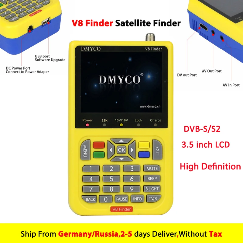 

[Genuine] V8 Finder HD Digital Satellite Finder Meter DVB-S2 FTA LNB Signal Pointer Satellite TV Receiver Tool For Sat Dish