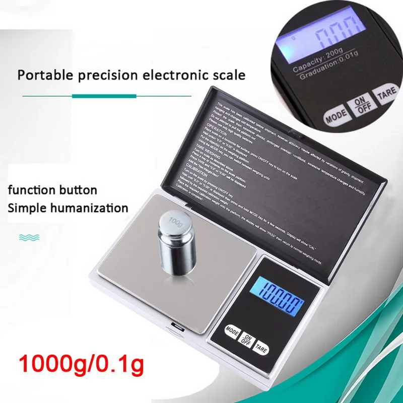 1Pcs Precise Digital Kitchen Scale Pocket Scale With LCD Display For Food Medicine Jewelry Black Not Battery