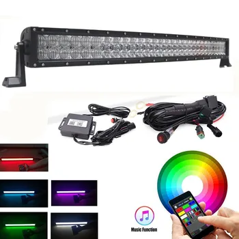 

32 Inch 180W Curved RGB LED Light Bar Bluetooth App Free Wiring Harness for Offroad 4x4 Jeep Truck ATV SUV Boat Waterproof