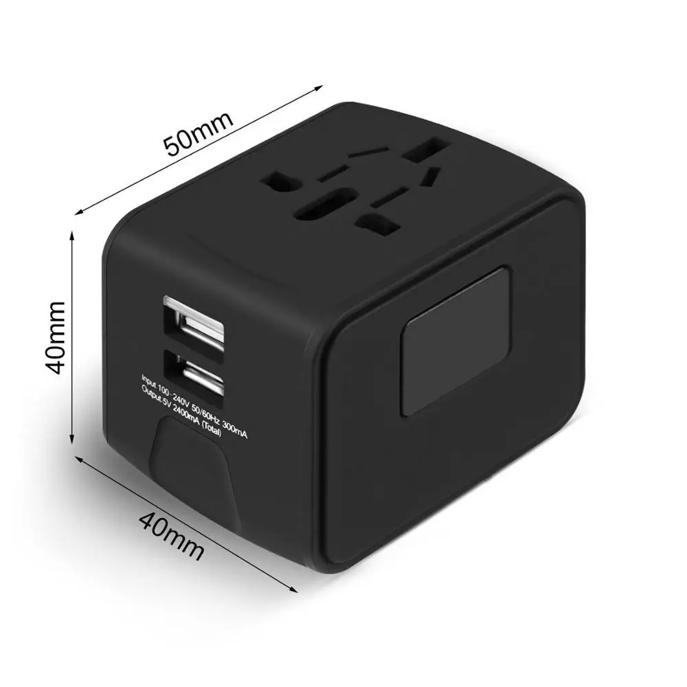 Дорожный адаптер Международный питания с 2.4A двойным USB Европейский дорожный