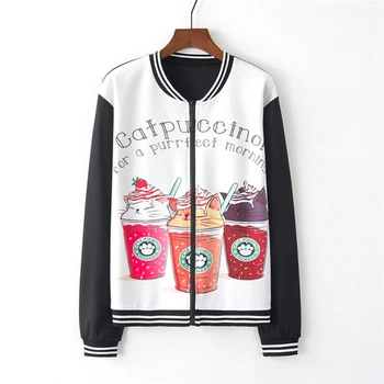 

Print Bomber Jacket Women Flowers Zipper Up Retro Coat Spring 2020 Summer Long Sleeve Basic Plus Size Short Biker Jackets Female