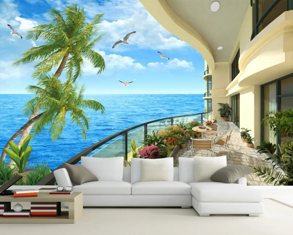 Aliexpresscom Buy Balcony TV Setting Wall Scenery 3d Room