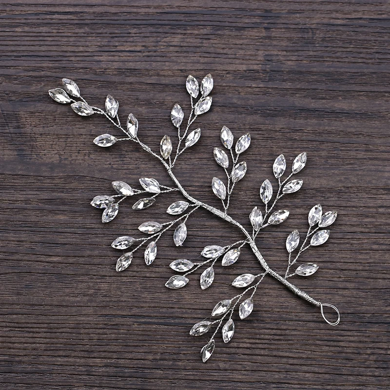

Handmade Silver Tree Branch Style Headbands Rhinestone Wedding Hair Accessories Crystal Bridal Decoration Hair Jewelry