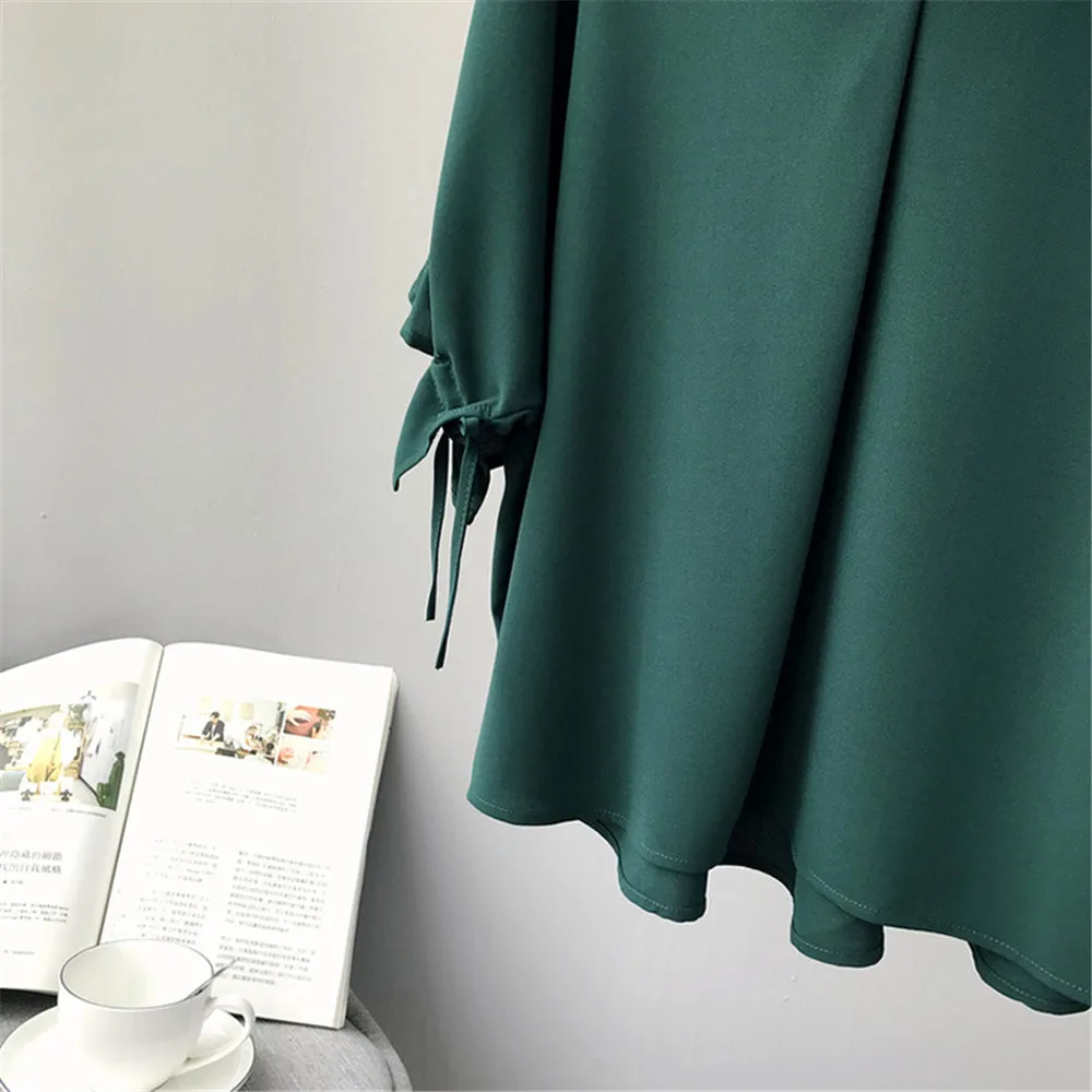 High quality Casual Chiffon V-neck Loose Shirt Office Wear 2018 White Women Blouse Shirt Half Batwing Sleeve Summer Elegant top (14)