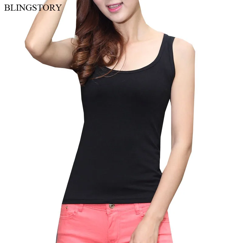 BLINGSTORY High Quality Women's Summer Women Black Tops Vest Plus Size