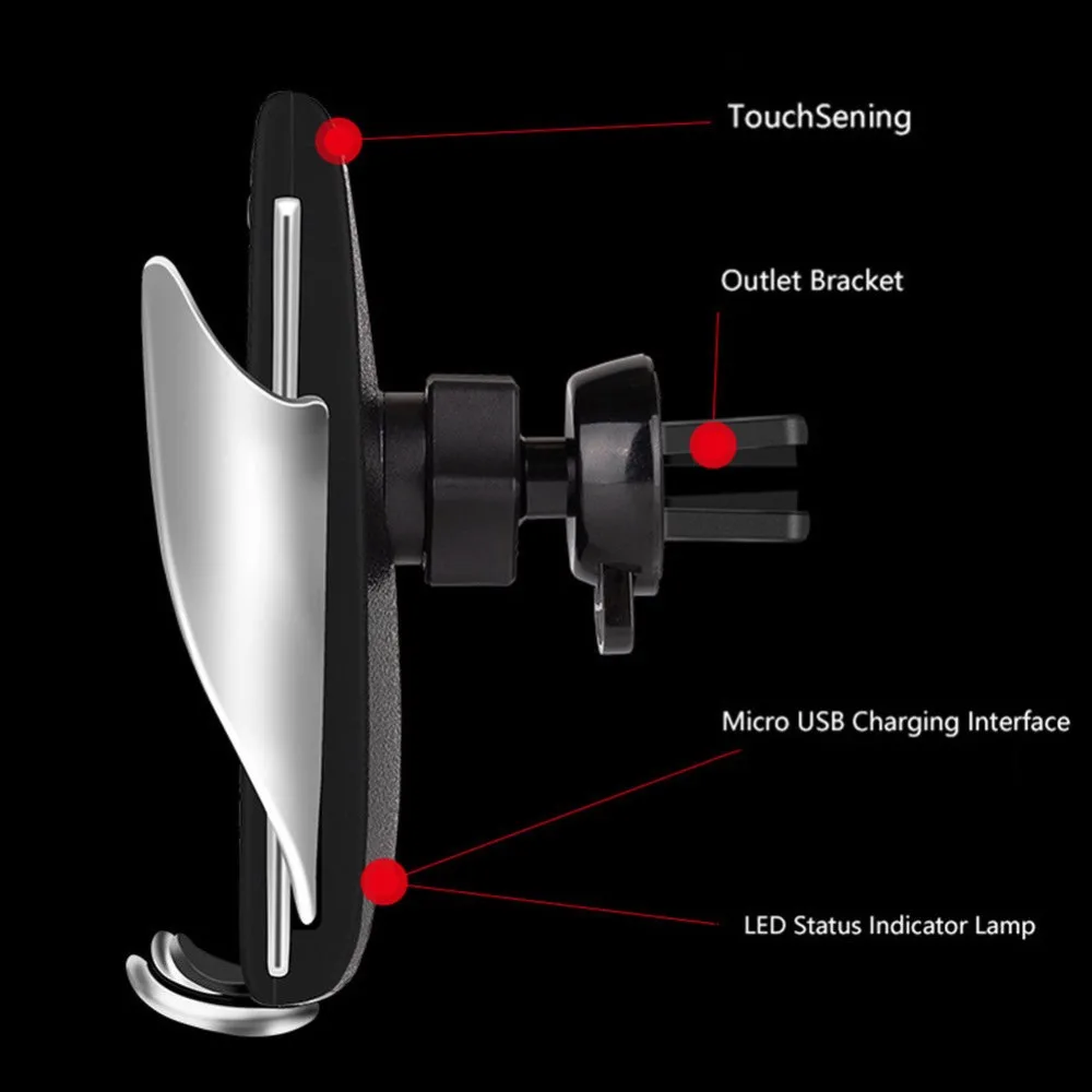 Автоматическое зажимное автомобильное беспроводное зарядное устройство с поворотом на 360 градусов для iphone XR XS MAX samsung S9 S8 Note 9 Qi держатель на вентиляционное отверстие