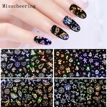 4 шт./компл. блестящие рождественские снежинки фольга для перевода на ногти наклейки голографический лазер наклейки для маникюра, дизайн ногтей аксессуар