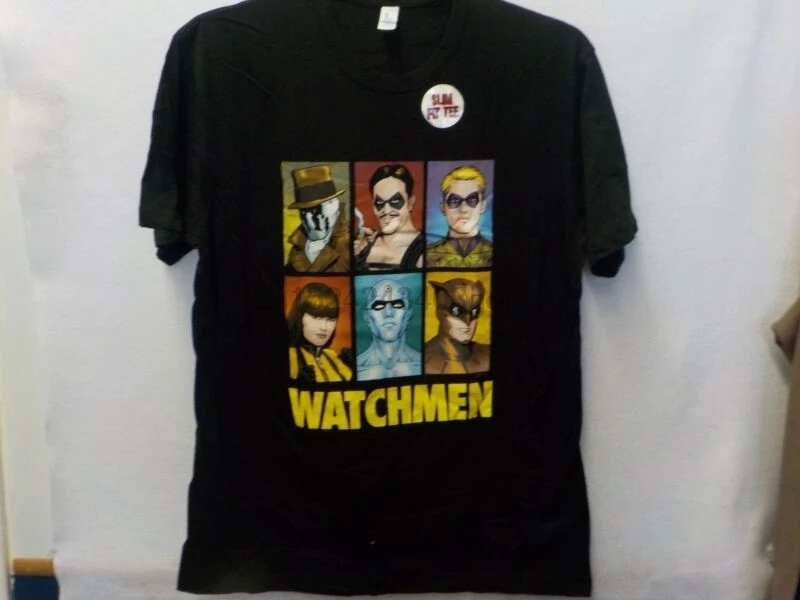 

MENS THE WATCHMEN CHARACTERS SLIM FIT BLACK GRAPHIC TSHIRT NEW #13056V