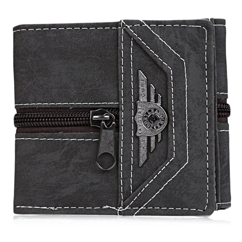  Rock Punk Men Wallet Multifunction Billfold Zipper Purses Credit Card Holder Coin Pouch Short Money Clutch Canvas Wallet For Men 