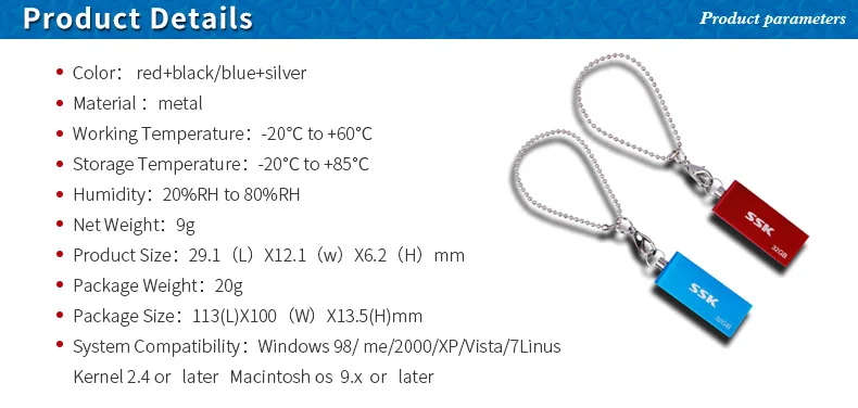 ССК USB2.0 8 г 16 г 32GSFD042 вращения стиль Металл синий и красный 100% водонепроницаемый портативный usb флэш-диск для компьютер