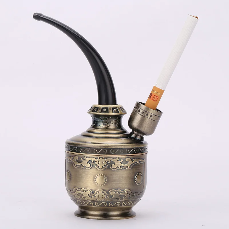 1pc Bronze Water Smoking Pipe Metal Shisha Hookah Cigarette Holder Pipe