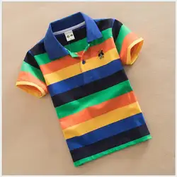 Полосатая футболка детский топ для летняя одежда для мальчиков-подростков из хлопка для мальчиков для детей 2–6 лет 5 штук в партии
