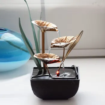 

Famialy Indoor Water Fountains decoration Crafts Lotus Feng Shui Led Desktop Water Fountain For Home Office Teahouse Decoration