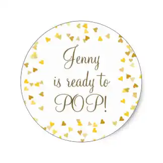3 8cm Golden Hearts She S Ready To Pop Baby Shower Favor Classic