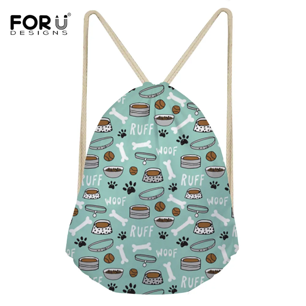 FORUDESIGNS/женский рюкзак сумка с Кулиской собачьей кости принтом лапы женский Mochilas