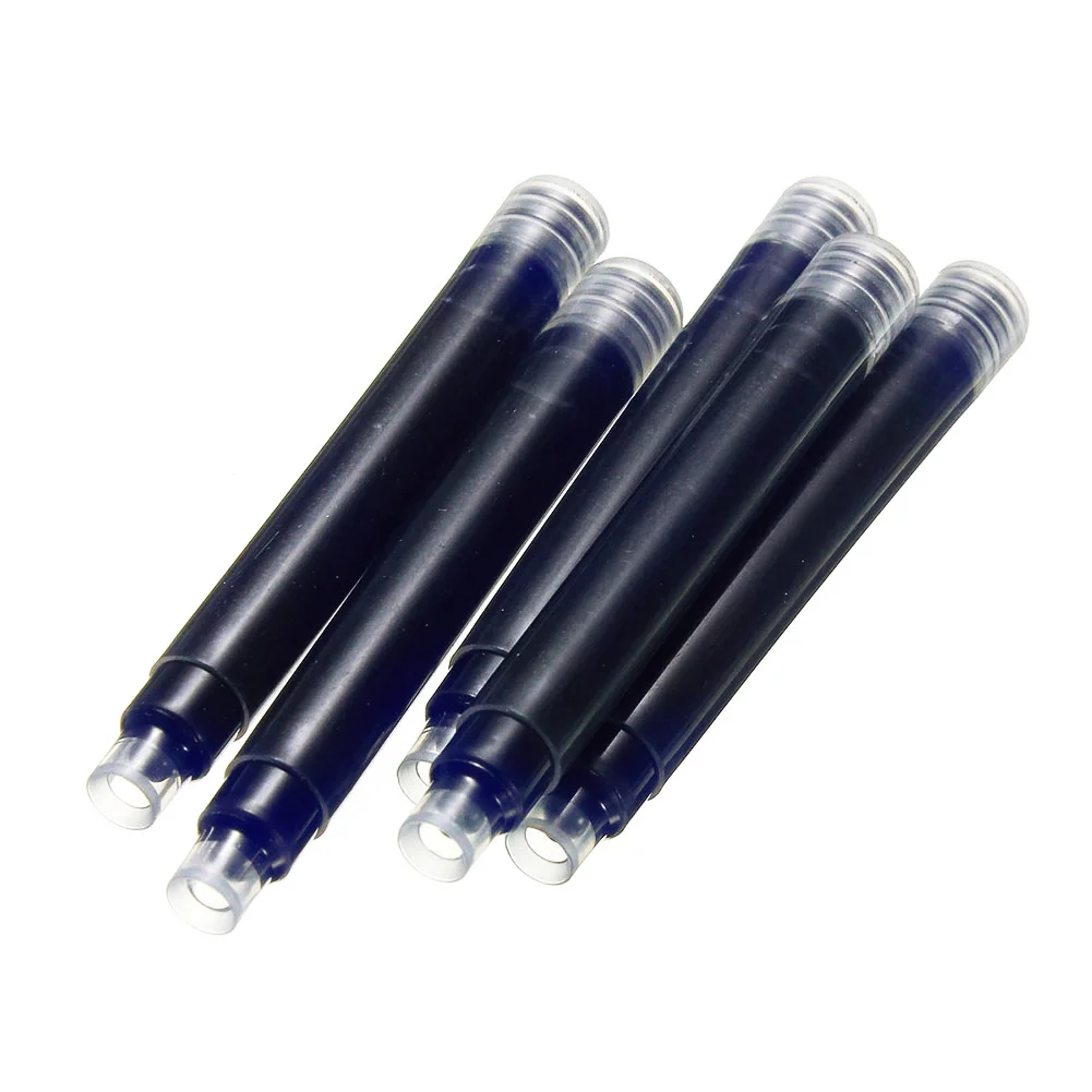 

NEW HOT SALES Pack of 5pcs Disposable Fountain Pen Standard Cartridge Ink Refills Black Blue