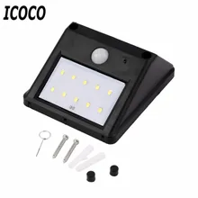 Icoco Высокое качество 10 светодиодный солнечной энергии PIR датчик движения настенный светильник наружная Водонепроницаемая садовая лампа энергосберегающее освещение для коридоров