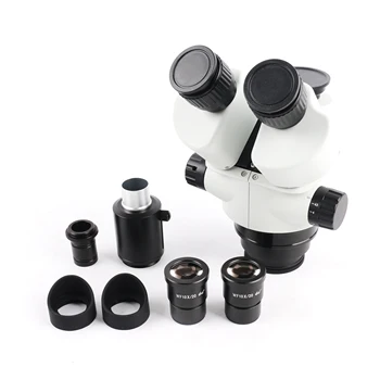 

7-45X Continuous Zoom Trinocular Stereo Microscope Head WF10X Eyepiece C-mount Camera Adapter Microscopio Head