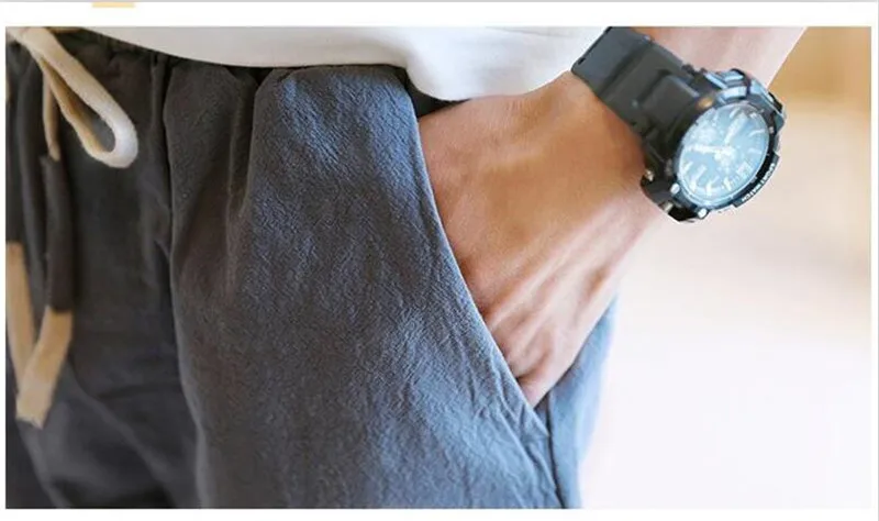Men New Summer High quality Casual Cotton And Linen Pants Solid Slim All-Match Trousers With Pocket Plus Size Pants M-6XL