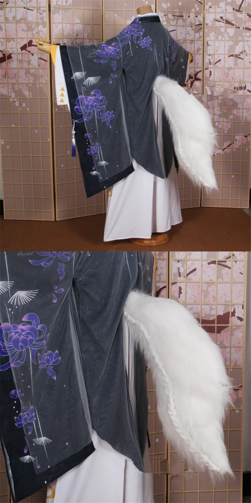 Игра Onmyoji Fox MOBA Cospaly Костюм Хэллоуин униформа одежда игра косплей костюмы кимоно+ хвосты+ парик+ уши+ веер