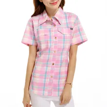 Female occupation in the summer 2017 Plaid short sleeved shirts and striped cotton Blouse Women office Tops stretch shirt 2840
