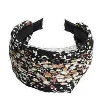 HTHL-80mm повязка на голову конский волос Ткань Цветы металлическая пряжка черные женские украшения