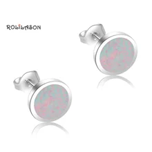 Белый огненный опал Серебро Серьги-гвоздики подарок на день матери ужин элементы для женщин Модные украшения OE525