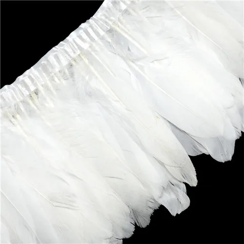 White Новое поступление, 1 м/лот, разноцветная отделка из гусиного пера, окрашенное гусиное перо, ленты 15-20 см, бахрома из утиных перьев - Цвет: White