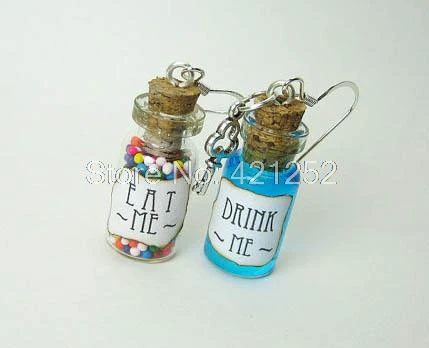 6pairs Alice In Wonderland Earrings Eat Me Drink Me Glass Bottle Earrings Vial Jar Earrings Set In Silver Alice In Wonderland Earrings Bottle Earringsglass Bottle Earrings Aliexpress