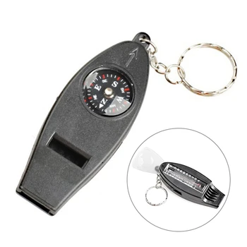 

By DHL 1000pcs 4 in 1 Survival Kits Compass Thermometer Whistle Magnifier Versatile Multifunction Emergency with Keychain
