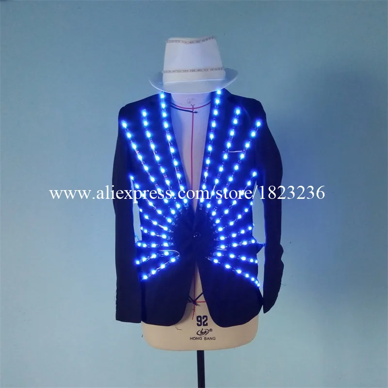 Newest Led Luminous Ballroom Costume LED Light Up Growing Stage performance DJ Singer Dancer Clothes For Nightclub Bar KTV02