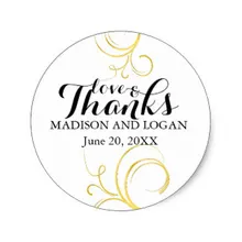 4,5 см любовь и спасибо Золотая вихревая Свадебная наклейка на заказ