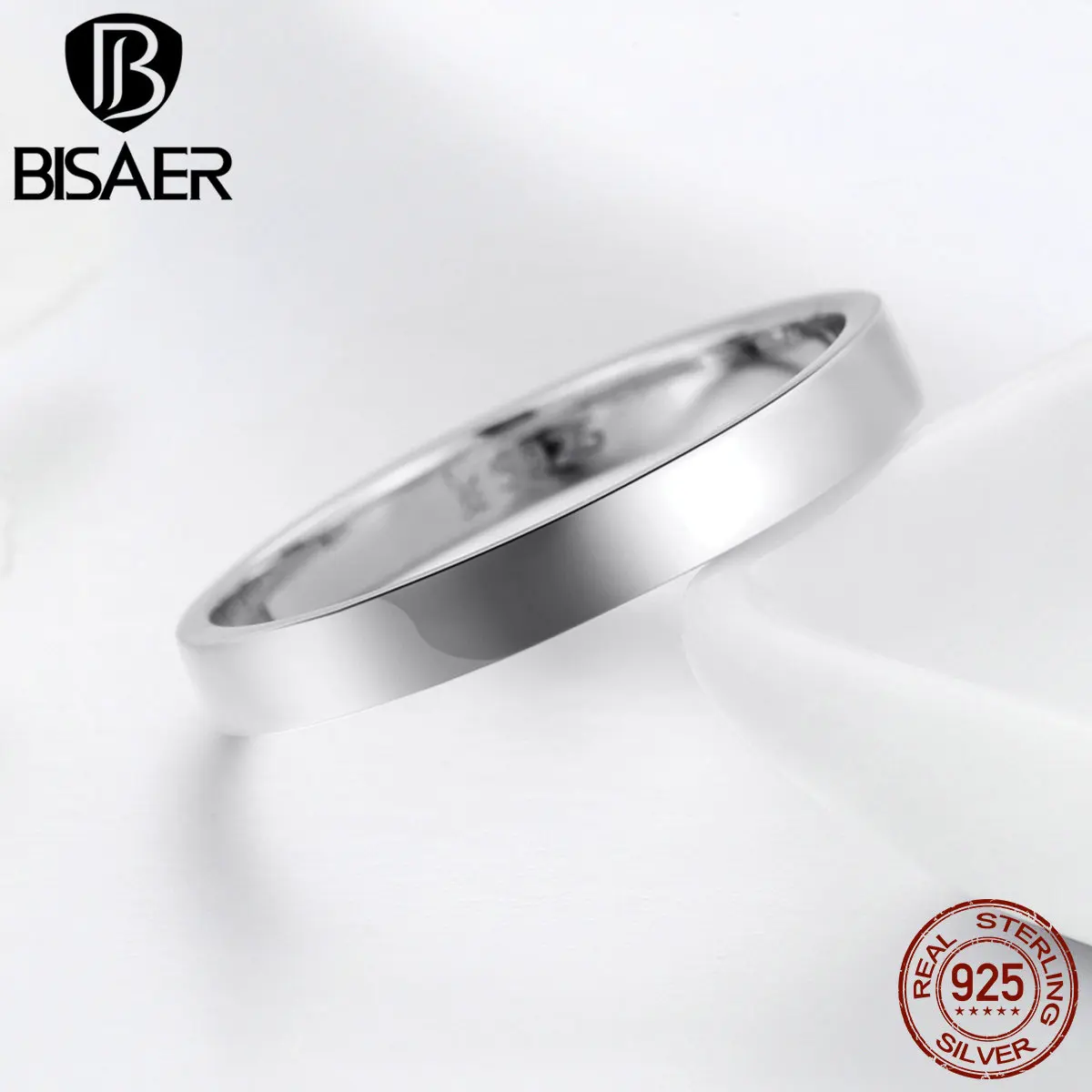 Женское кольцо для помолвки BISAER из 100% стерлингового серебра 925 пробы с сердечком
