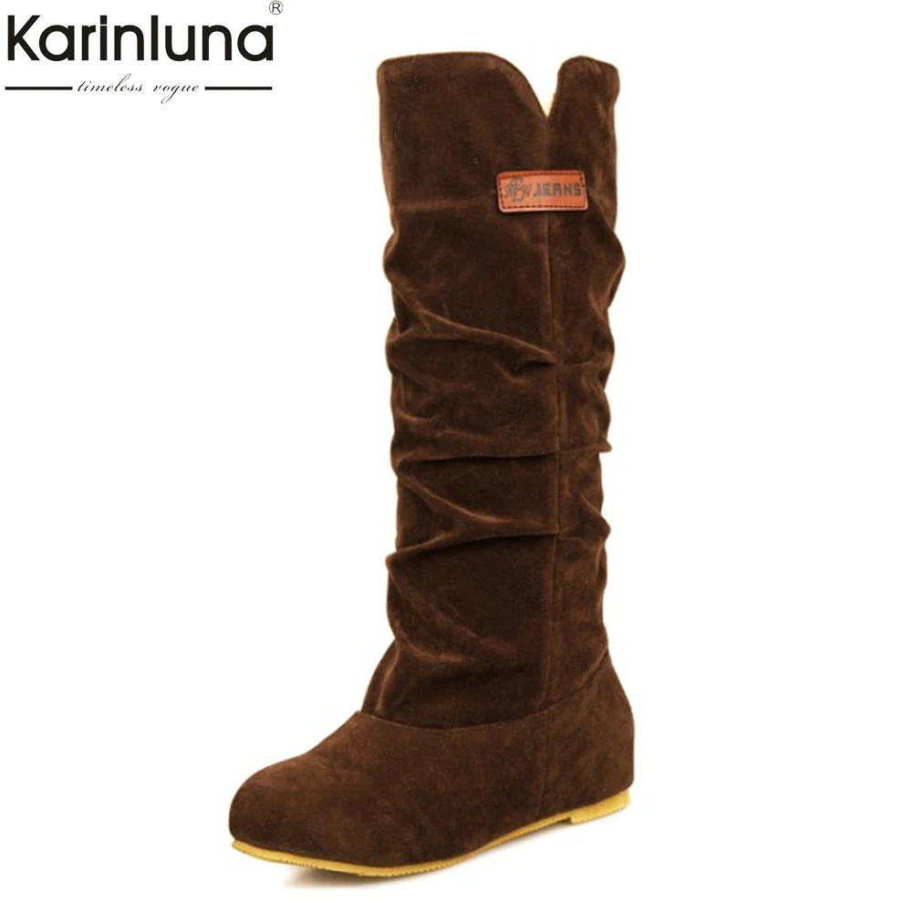 

KARINLUNA new arrivals casual add warm fur large sizes 34-46 women boots shoes fashion Slip on autumn winter shoes woman