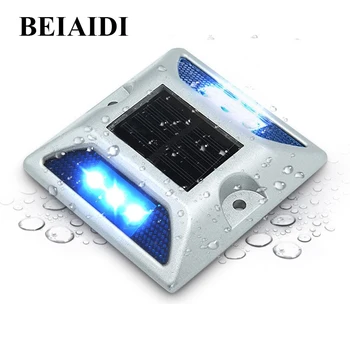 

BEIAIDI 5PCS Solar Deck Dock Light 6 LED Outdoor Solar Driveway Pathway Road Maker Light Waterproof Solar Security Warning Light