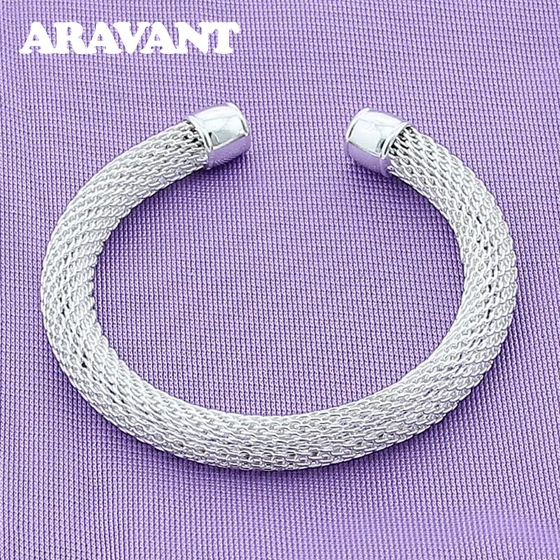 

925 Silver Charming Bangles For Women Lover Open Bracelet&Bangles Jewelry