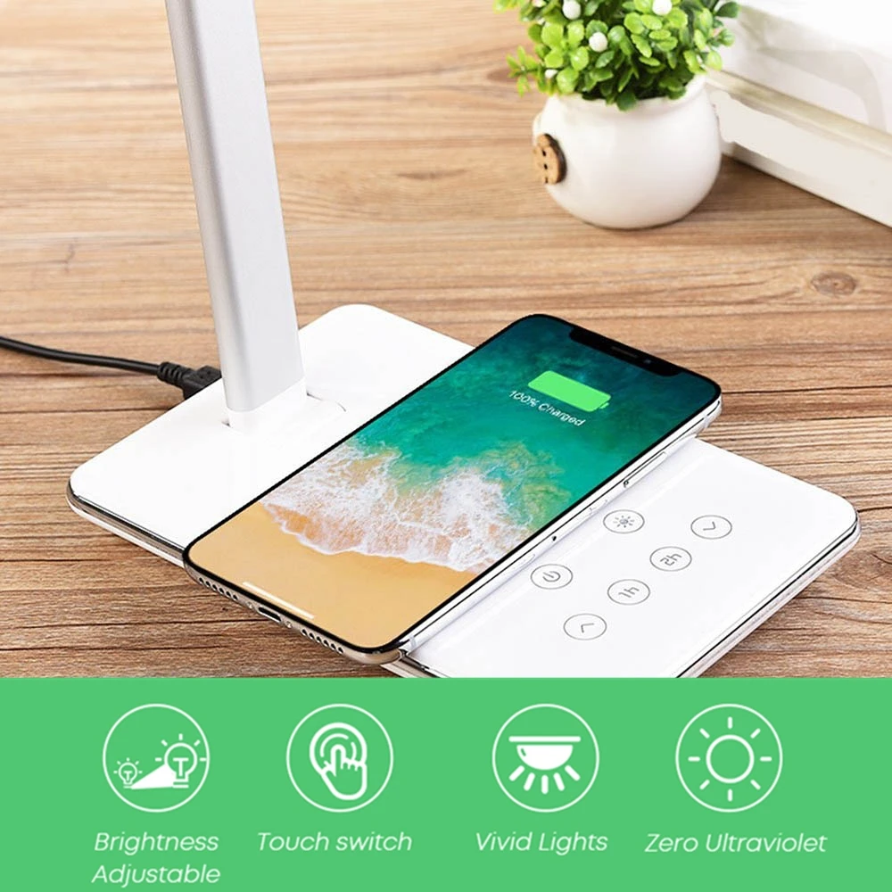  DCAE Table Desk LED Lamp Light Qi Wireless Charger for iPhone 11 8 X XS Max XR Fast Desktop Chargin