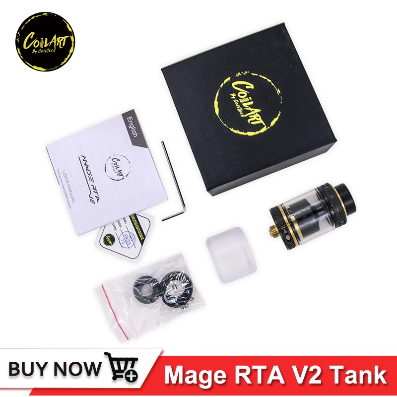 

Original Coilart Mage V2 RTA Atomizer Tank 24mm 3.5ml 5.5ml Rebuildable Atomizer 510 Thead Mod electronic cigarette Vape Tank