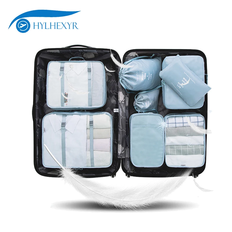 Achat Hylhexyr 8 pièces Oxford étanche voyage vêtements sac emballage Cube ensemble bagage organisateur pochette avec sac à chaussures et sacs à linge