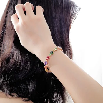 

808 STORE Europe Fashion Crystal Bracelets for Women Wedding Anniversary Fine Jewelry Milan Holiday Charm Bracelet