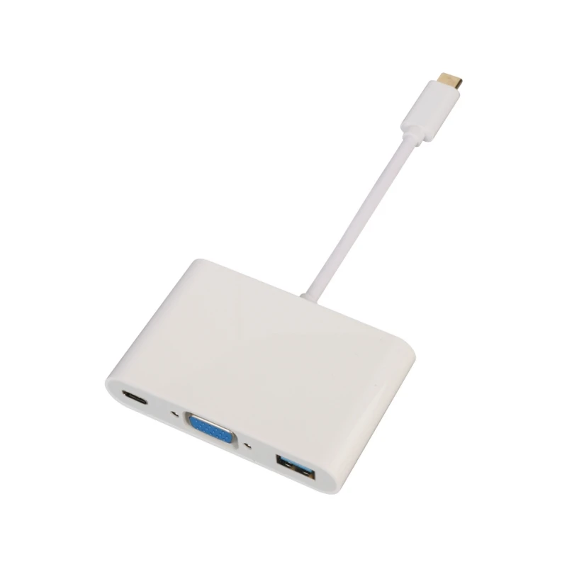 3-в-1 мульти Порты Тип с разъемами типа C и VGA адаптер USB 3,0 4 к зарядка конвертер для Apple Book Pro для подключения Тип-C-ПК - Цвет: Белый